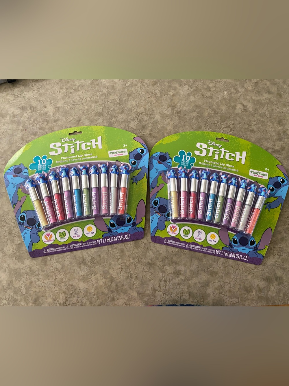Disney Stitch 10-Pack Lip Gloss Set — Assorted Pink, Purple, Blue, Silver